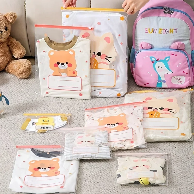 10/20pcs, Cute Animal Print Travel Storage Bags, Suitable for Clothes, Shoe Accessories, Travel Essentials Storage Bags