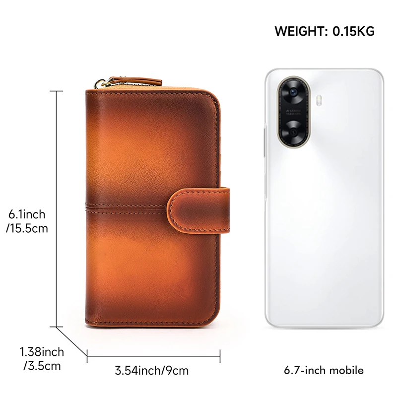 2026 New Genuine Leather Wallet Men's Vintage RFID Blocking Zipper Wallets Large Capacity Credit Card Holder Long Purses