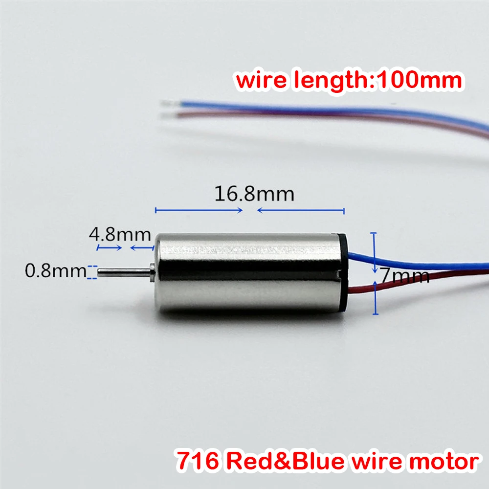 Mini 716 Coreless Motor DC 3.7V 56000RPM High Speed Ndfbe Strong Magnetic Motor Micro 7mm*16mm Motor Aircraft Model RC Drone