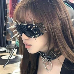 Punk Sunglasses Metal Rivet Spike Decoration Women Men Rock Gothic Mirror Men Shades Glasses Luxury Brand Futuristic Eyewear
