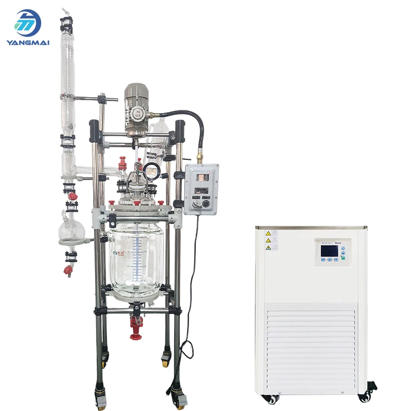 20L Jacketed Glass Reaction Kettle Titanium Vent Pipe Temperature Control High Productivity Corrosion-Resistant for Chemical