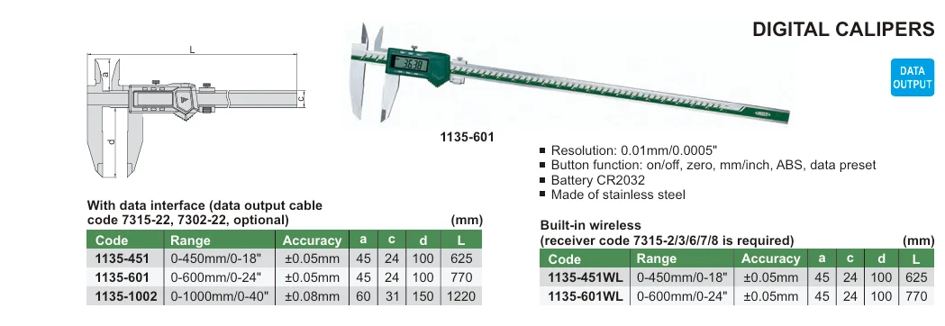 1135-451 Measuring Range 0-450mm Digital Calipers