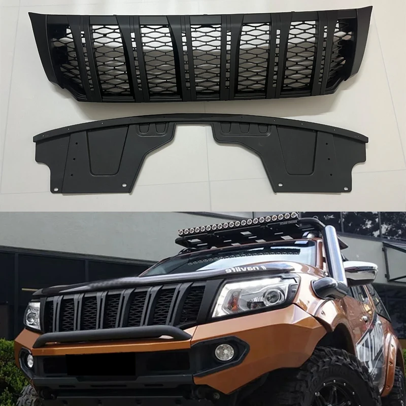 For Nissan Navara NP300 D23 2015-2020 Front Radiator Grills Racing Grills Matte Black ABS Mask LED Grille Car Accessories