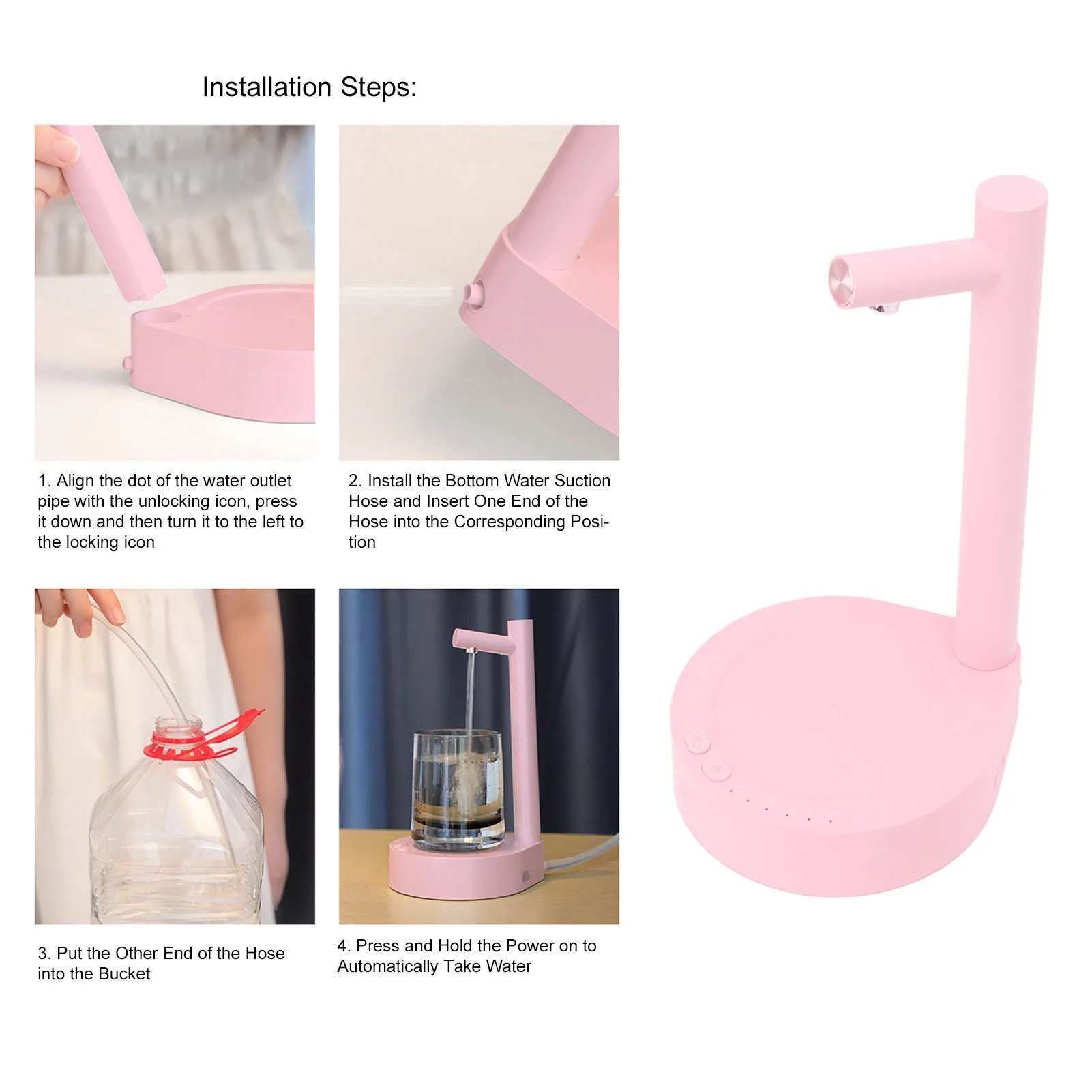 موزع زجاجات مياه لسطح المكتب، قابل للإزالة، 6 سرعات قابلة للتعديل، مضخة زجاجة مياه كهربائية للمكتب المنزلي والخارجي