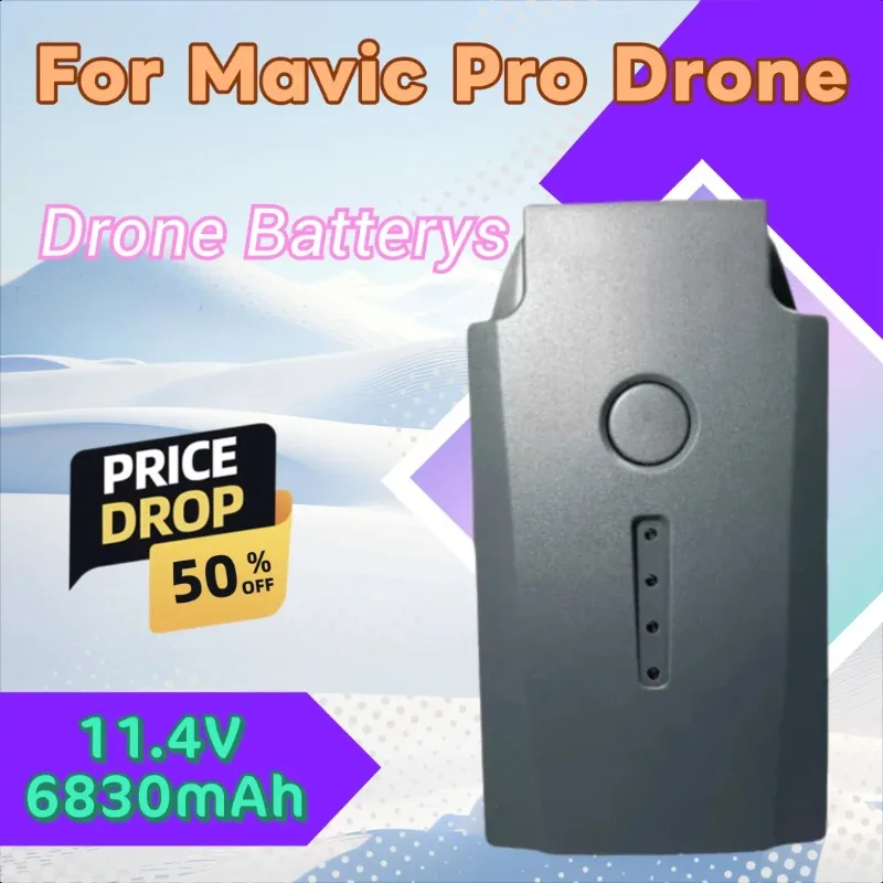 

100% New High Capacity High Quality Replacement Drone Battery 11.4V 6830mAh for Mavic Pro Drone Long Battery Life