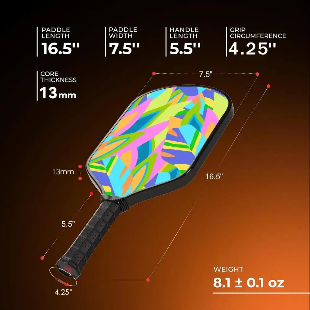 Pickleball مجداف الألياف الزجاجية خفيفة الوزن 13 مللي متر العسل الأساسية الطاقة ومضرب الدبوس مع حقيبة شريط لحام الساخن مجردة ملونة
