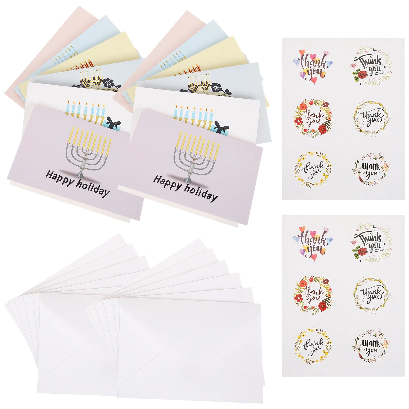 12Pcs Hanukkah Greeting Cards Exquisite Paper Material Festival Blessing Cards Envelopes Perfect for Hanukkah Wishes