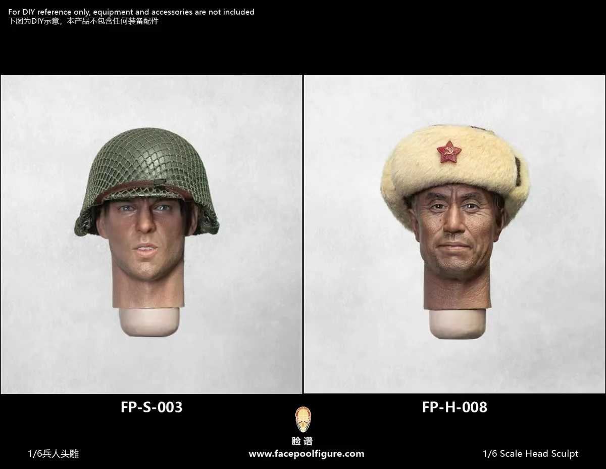 Facepool 1:6 F-P-H008 WWII Commander Head Sculpt modello per bambola Action Figure soldato da 12"