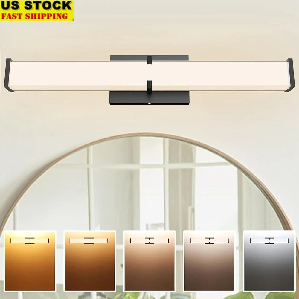 

Modern Dimmable LED Bathroom Vanity Light 2000LM 5CCT Color Temperature Adjustable Clear Acrylic Shade Short Circuit Protection