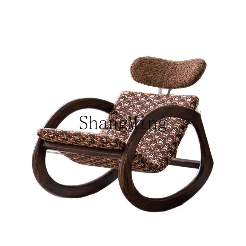 

ZYY retro style light luxury solid wood single leisure rocking chair medium ancient style living room balcony fabric sofa chair