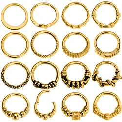 316L Surgical Steel Moon Helix Hinged Punk Septum Piercing Daith Conch Clicker Hoop Earrring Goth Segment Nose Ring 16G