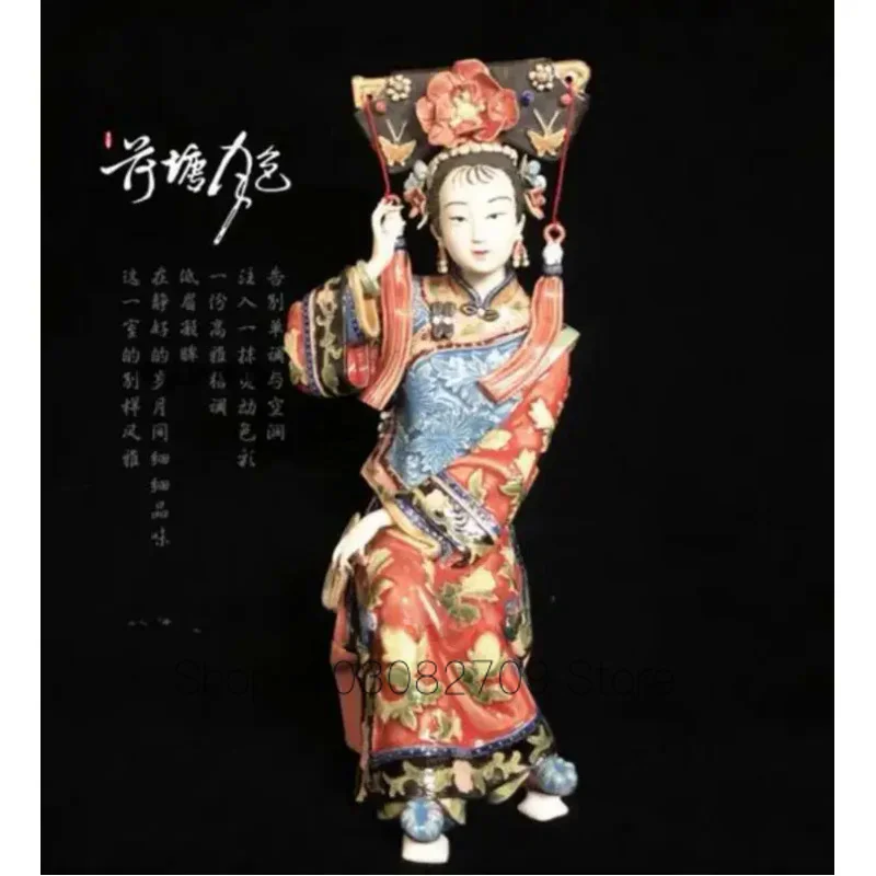 

ANTIQUE CHINESE 2STYLES SHIWAN LADY STATUE PURE MANUAL FIGURE CRAFT COLLECTIBLE PORCELAIN FIGURINE PAINTED HOME DECOR