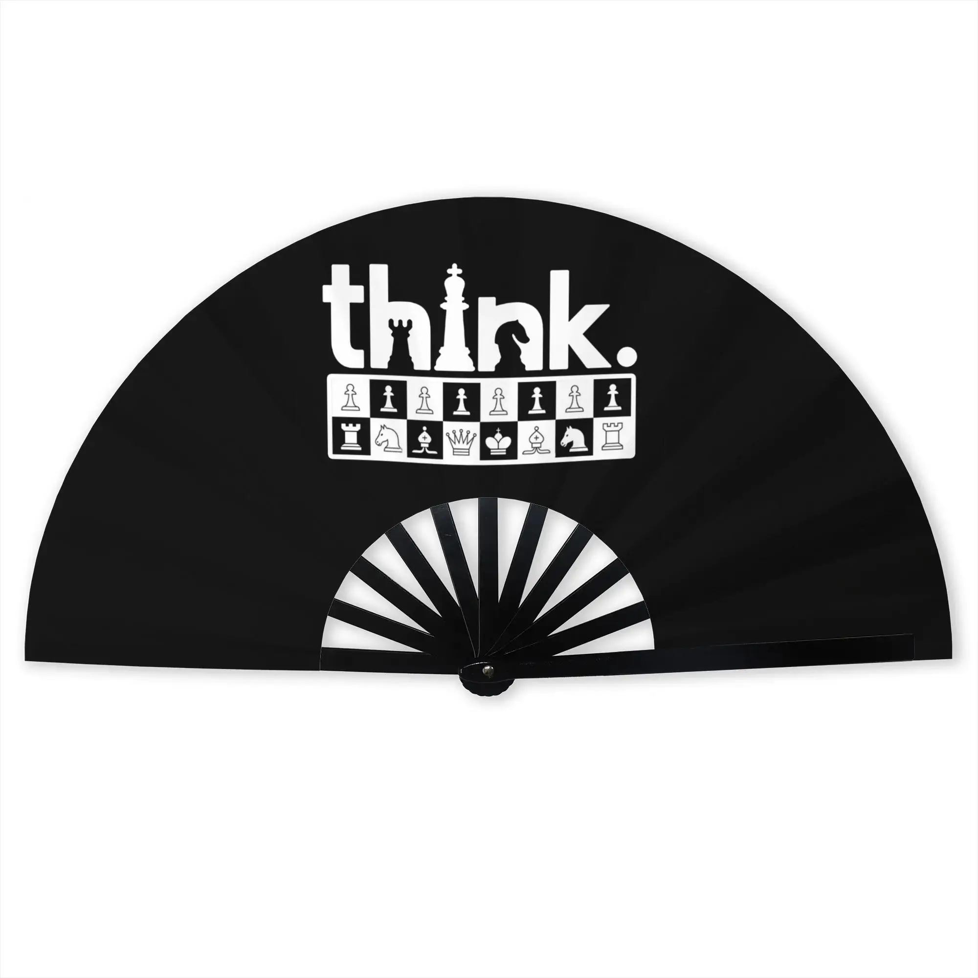 Funny Chess Think Stylish Hand Fan Women Board Game Lover Printed Polyester Fan Trendy For Dancing Gift
