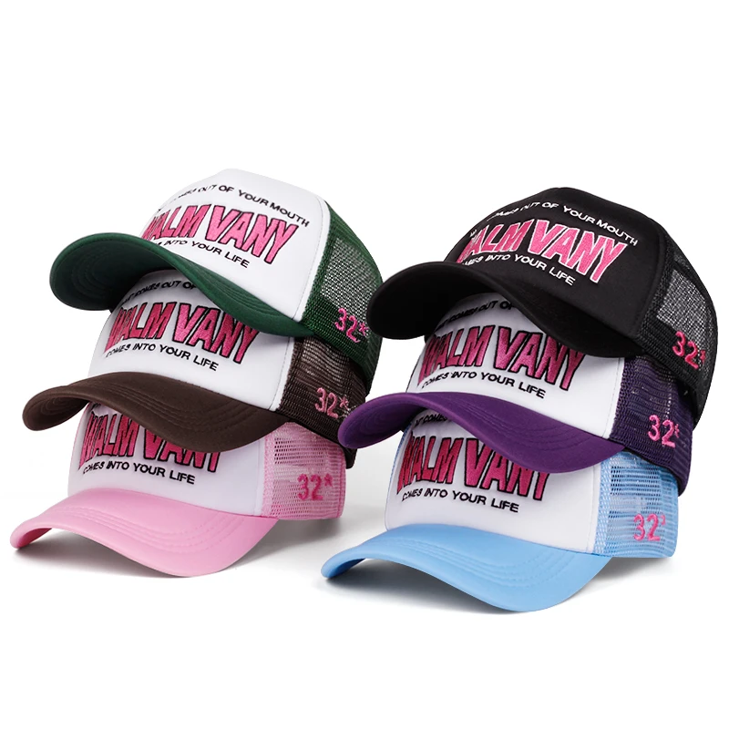 2025 Fashion New Mesh Hat WALM VANY Side Lipprint Embroidery Outdoor Leisure Sports Sunshade Hat Baseball Hat Street Hip Hop Hat