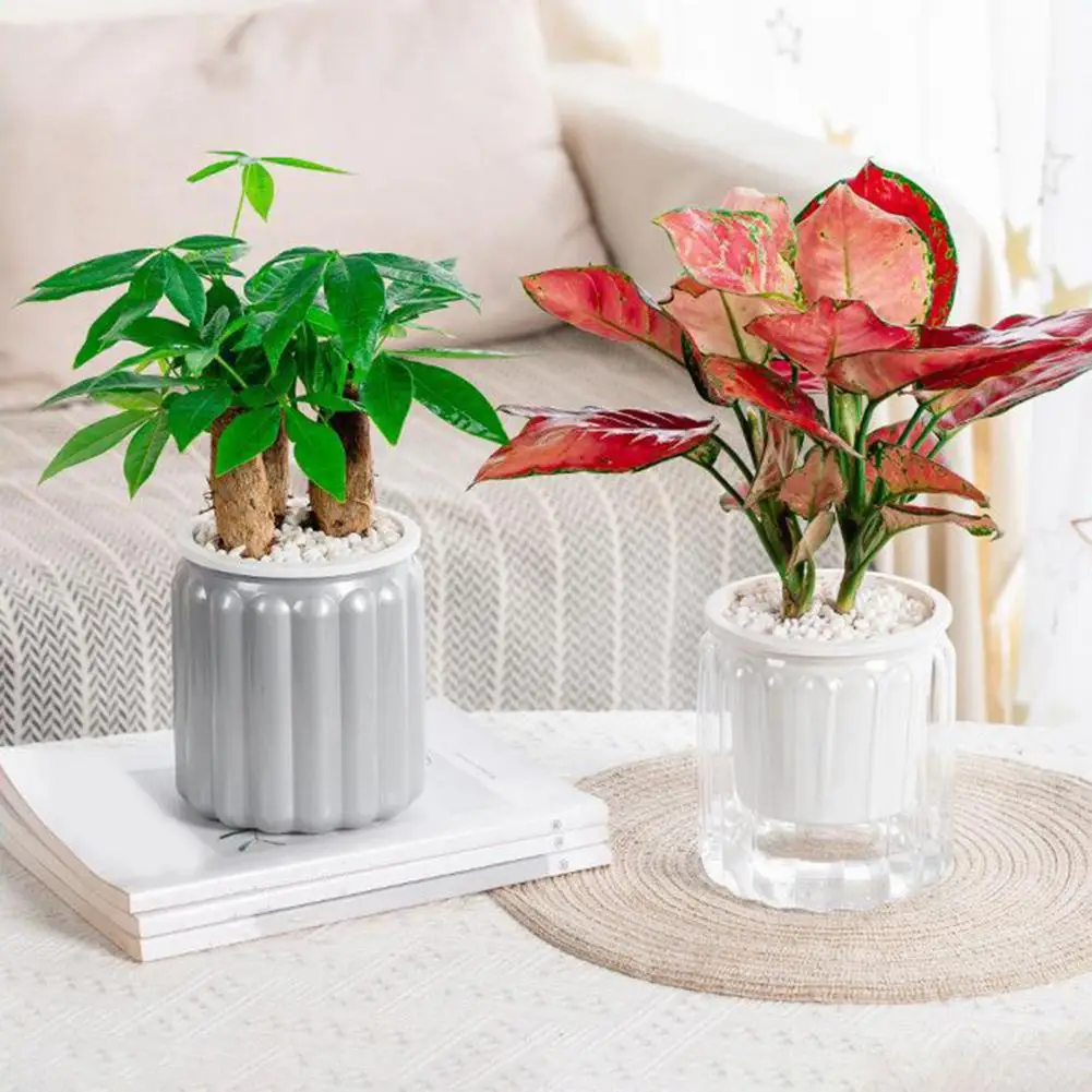 Watering Pot Self Watering Planter Pot with Container Modern Decorative Plastic Flower Pot for Indoor Plants for Beginners