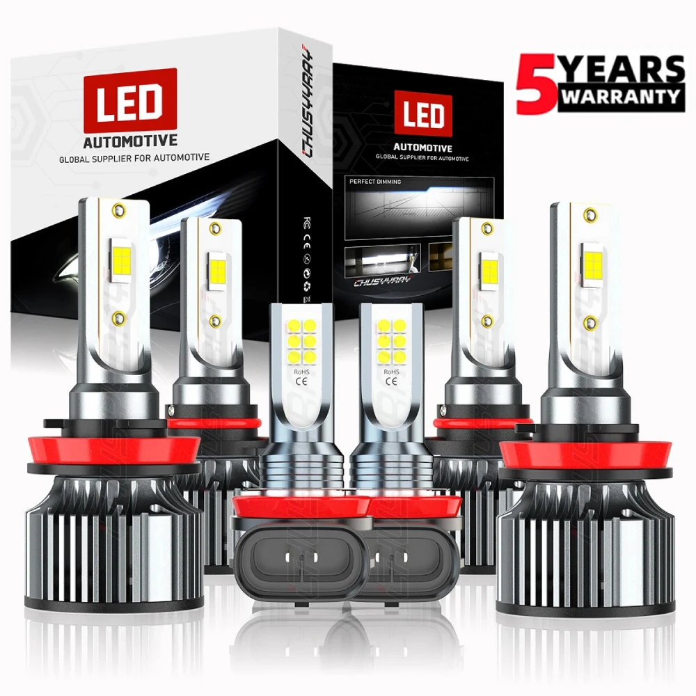 

For Nissan Maxima 2009-2014 6x Canbus 9005 H11 H11 LED Headlight High Low Beam Fog Lamp Bulb 12V 6000K 100000LM 1:1 Same Size