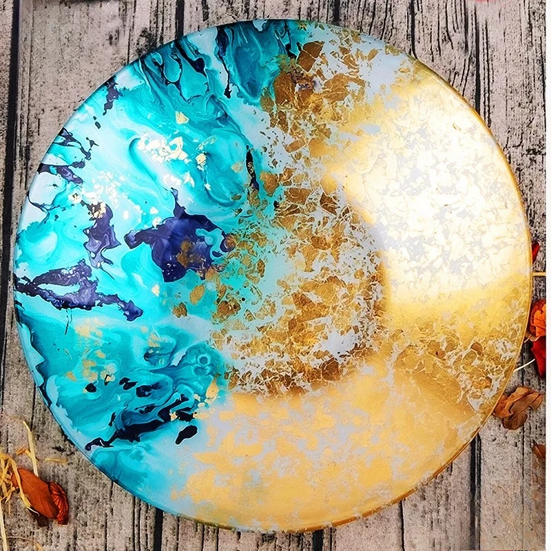 PYH retro light luxury luxury luxury gold foil creative glass plate restaurant decorative fruit sushi plate