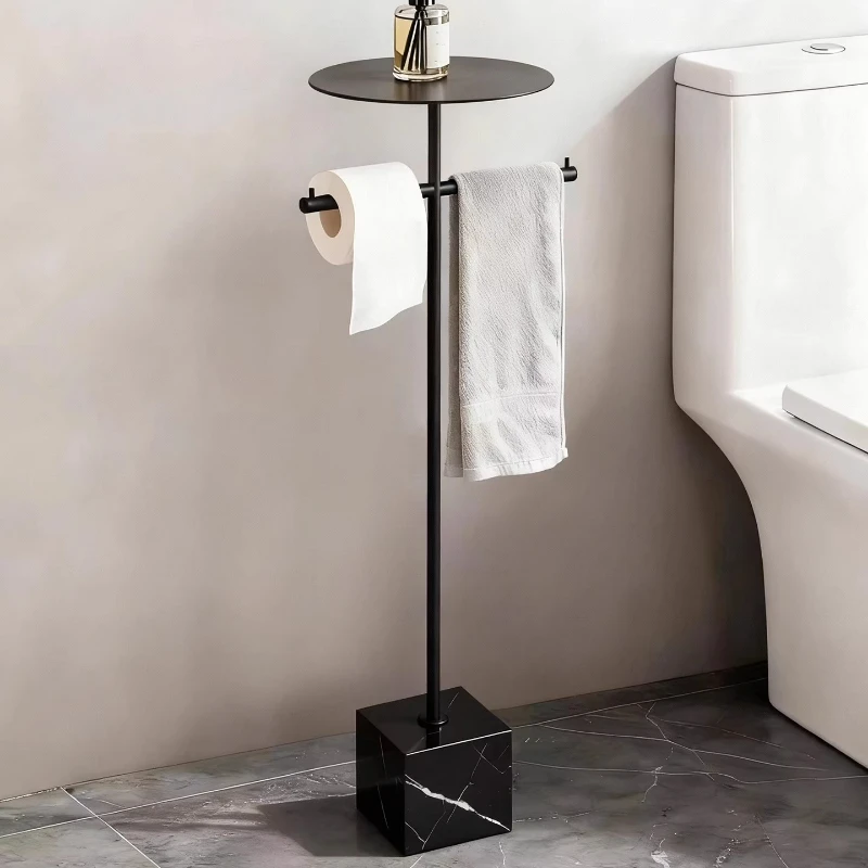 Stainless Steel Tissue Holder Multifunctional Toilet Side Organizer Modern Bathroom Storage Rack Floor Standing Toilet Paper