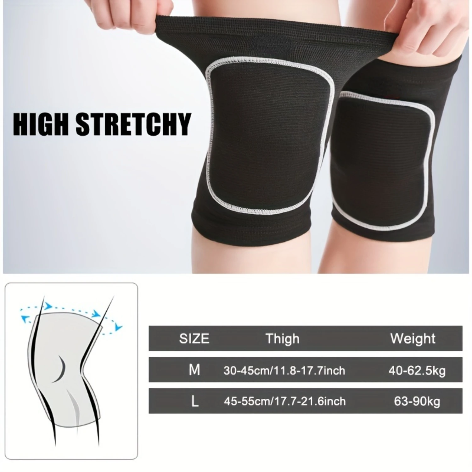 1Pair Volleyball Knee Pads, Thicken Dance Yoga Football Skate Knee Brace Protector, Sports Safety Knee Pad, Training Knee Suppor