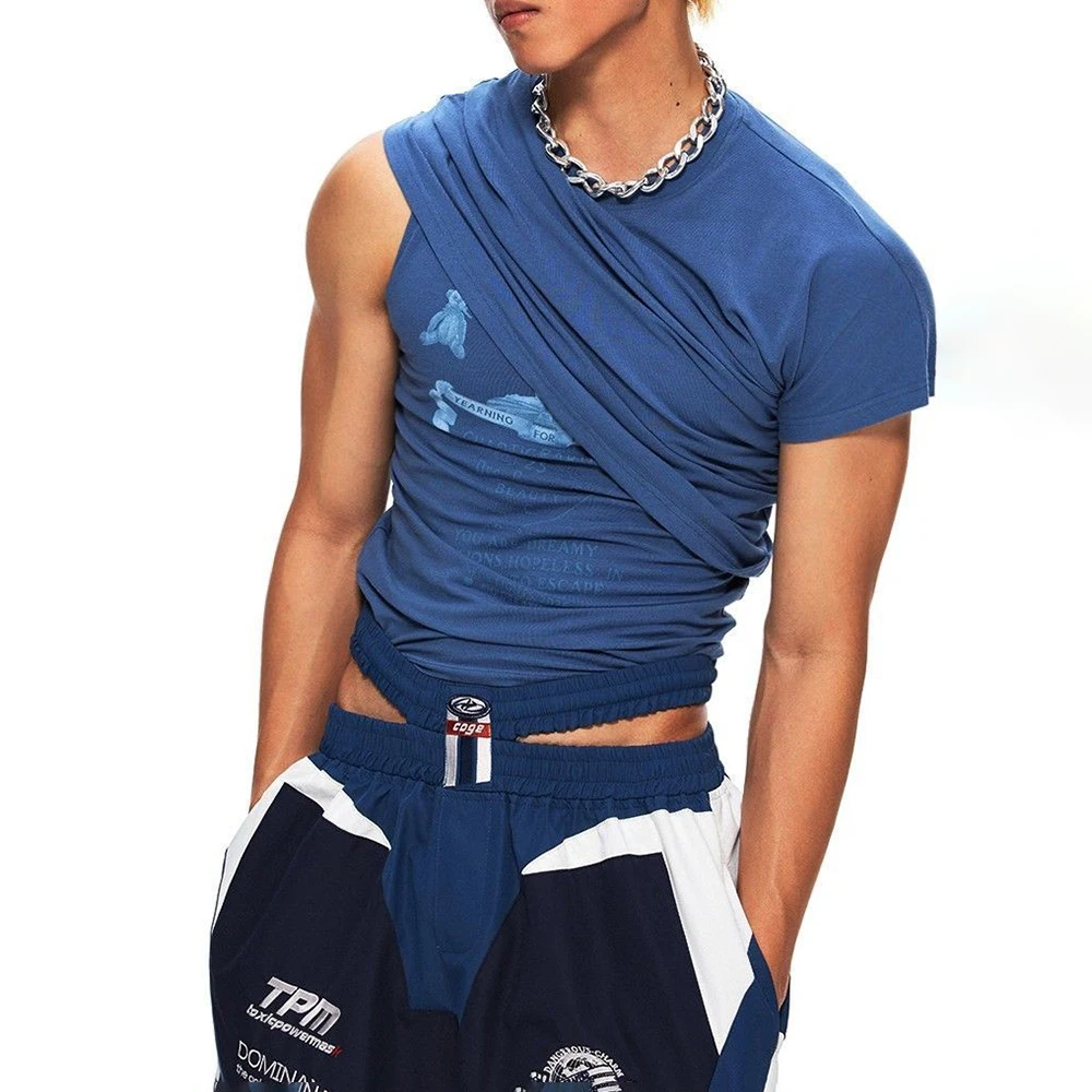 2026 Summer New Men's Solid Color Deconstructed Vest American Retro Fashion Trendy Street Casual Loose Niche Men's Tops