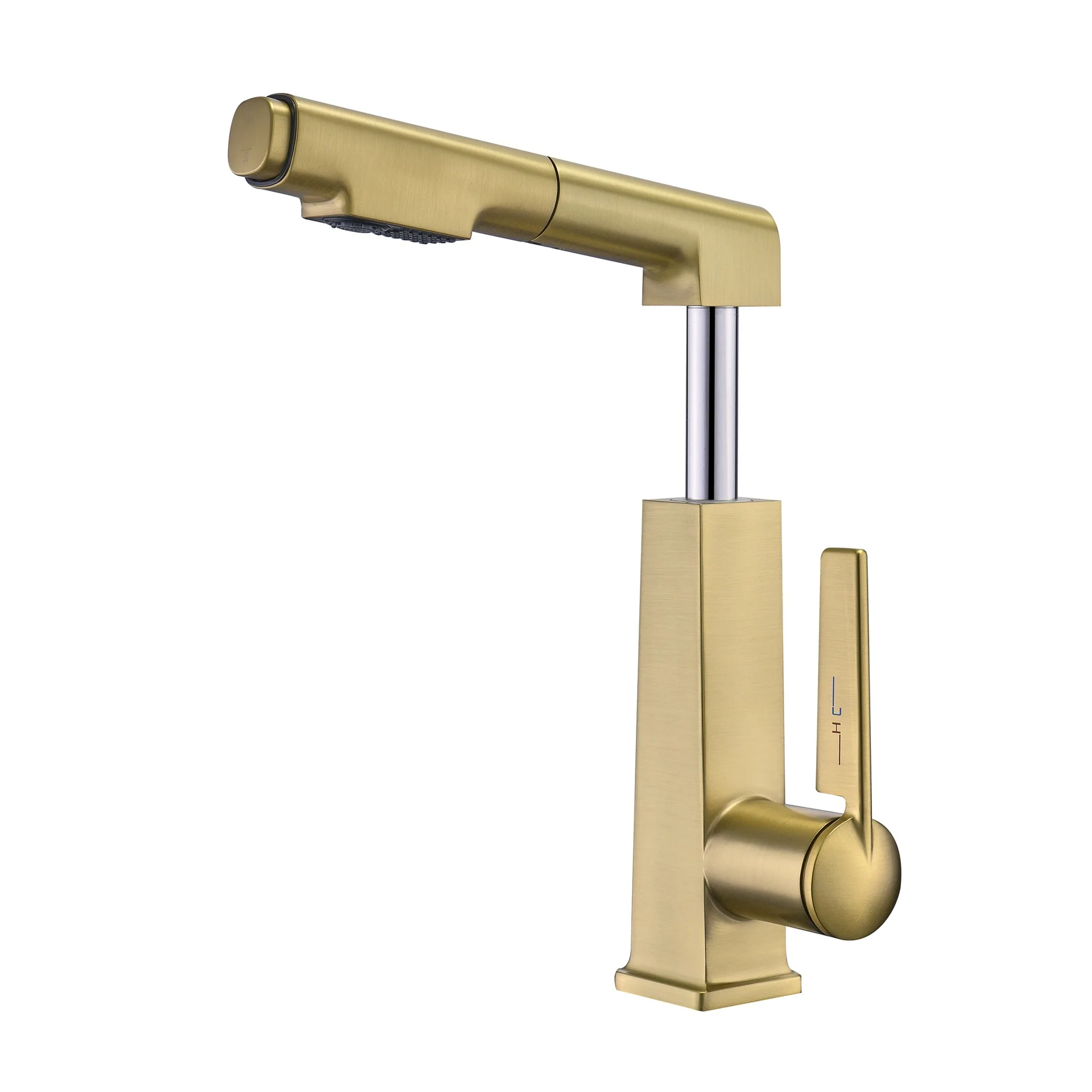 Elegant Brushed Gold Basin Faucet with Pull-out and Height-adjustable Design Bathroom Hot And Cold Water Mixer Tap