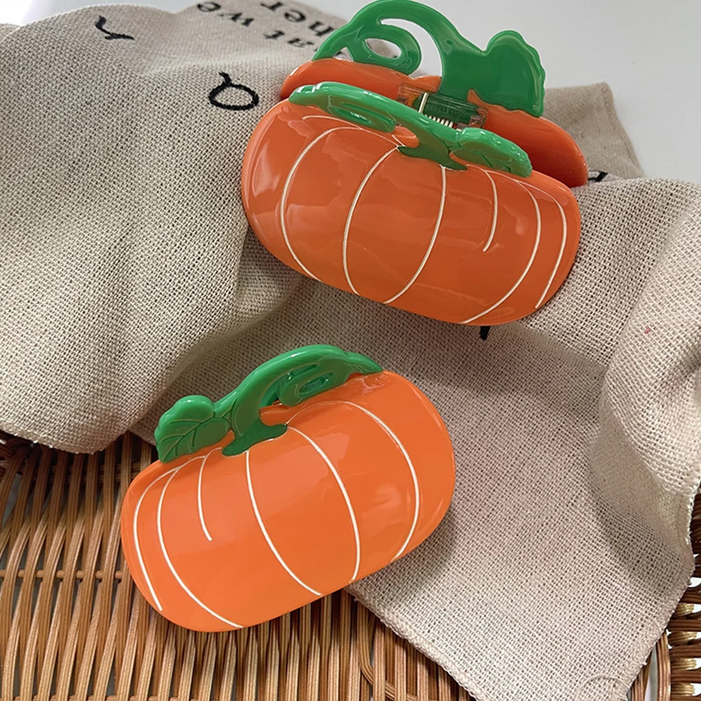 New Acetate Acid Vegetable Claw Clip Orange Pumpkin Hair Claw Large Halloween  Crab Hair Clip For Women Girl Hair Accessories