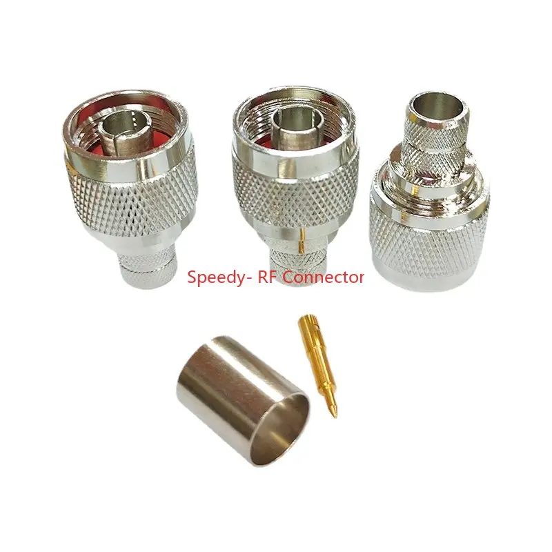 10Pcs  LMR400 L16 N Type Male Female Connector L16 N Male Female Crimp&clamp for LMR-400 7D-FB Cable Brass Nickel Plated Copper