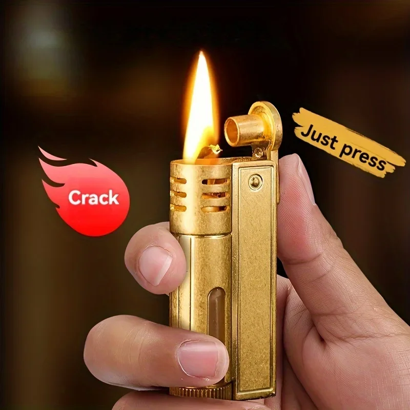 

New Transparent Oil Tank Vintage Lighter Grinding Wheel Windproof Classic Business Men's High-end Gifts Cigarette Accessories
