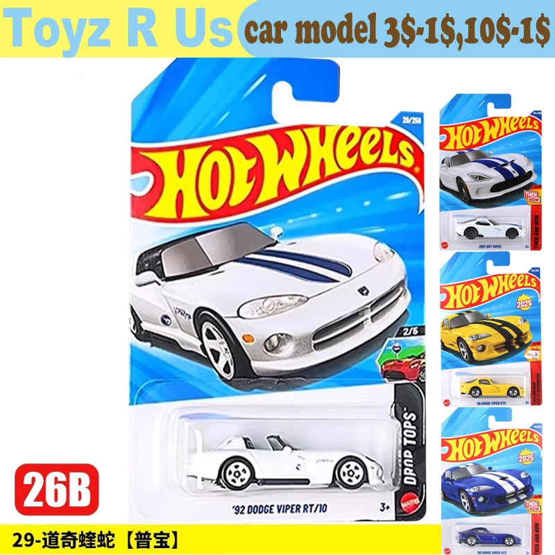 Coche Hot Wheels Original 92 Dodge Viper RT, juguetes para niño 1/64, modelo de aleación de coche fundido a presión, colección de tapas colgantes, regalo de cumpleaños 2026B