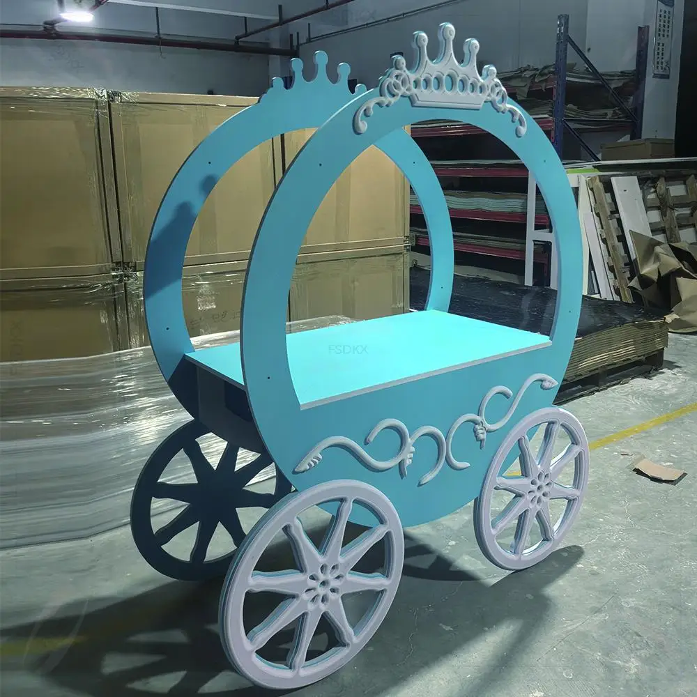 Modern Custom PVC Pink Blue Gift Dessert Cake Candy Cart Car with Wheels Backdrop for Events Wedding Birthday Party Decorations