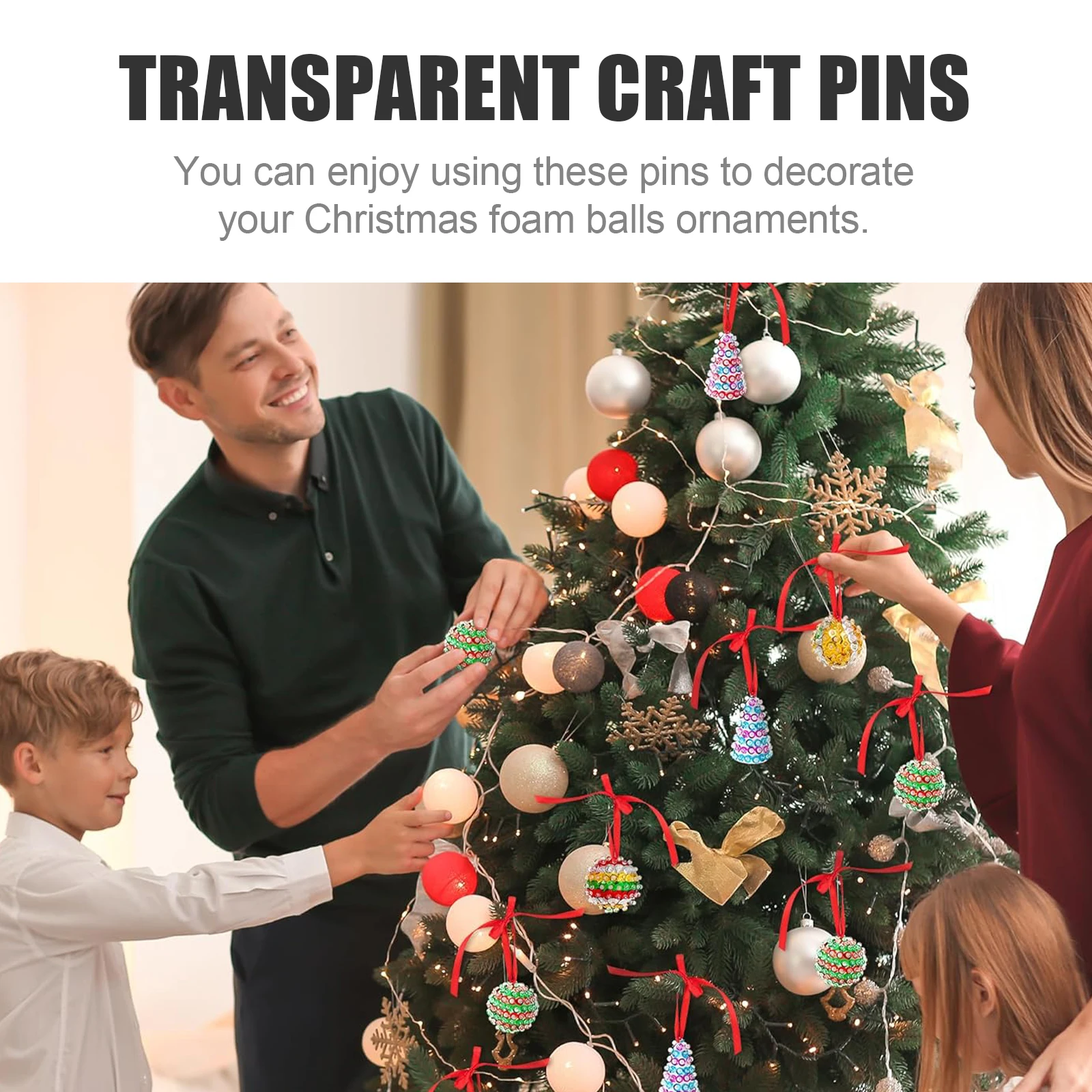 

1000pcs Round Head Foam Balls Transparent Sequin Pins for DIY Crafts Christmas naments Plastic Press Tacks Accessories