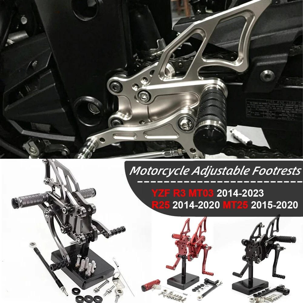 

YZFR3 MT 03 Motorcycle Footrest Footpeg Pedal Foot Peg Rearset Cnc Aluminum Alloy Rear Set For Yamaha Yzf R3 Mt03 2014-2023