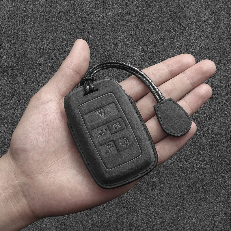 Suede Leather Car Key Case For Land Rover Range Rover Evoque Discovery Sport Velar For Jaguar XE XF E-Pace F-Pace Accessories