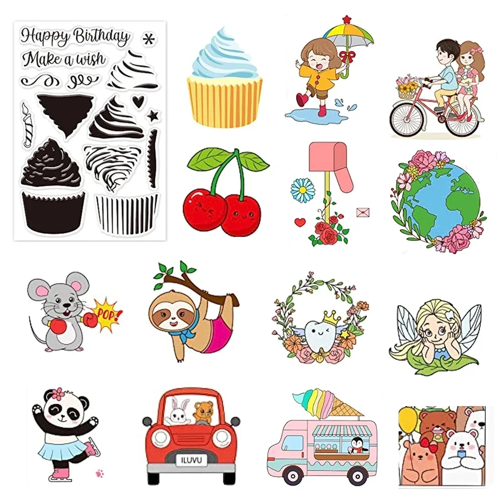 Cup Cakes Silicone Clear Stamps Layered Cupcake Transparent Stamps for Cards Making DIY Scrapbooking Photo Album Decoration