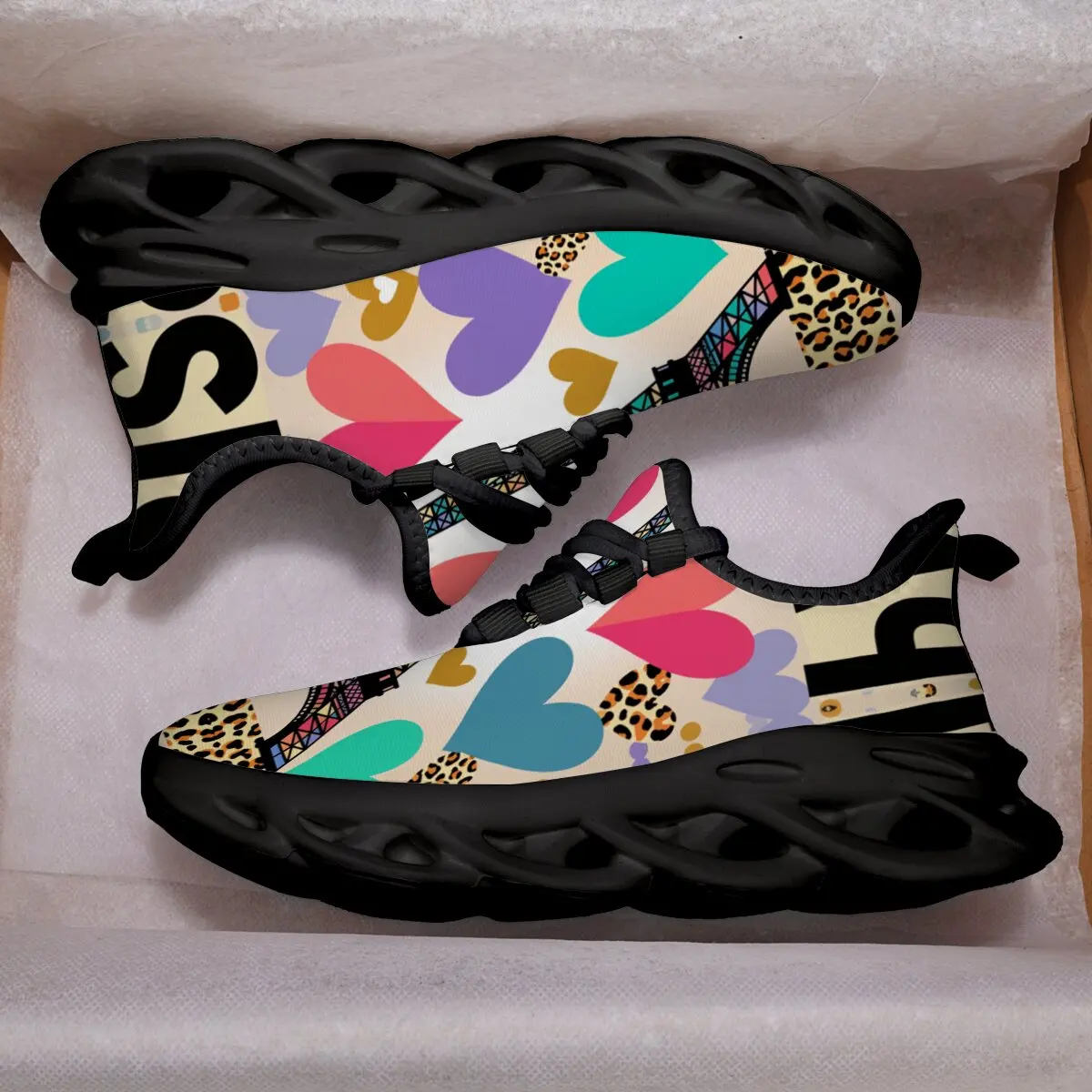 

Chunky Sneakers Toddler Boy Shoes Girls Casual Sneakers with Colorful Hearts Tower & Leopard Print Zapatos Minnie Mouse Niña