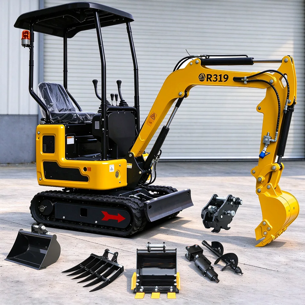1.1 Ton Side-Swing Boom Mini Excavator Free Shipping,Kubota Engine,1.9m Dig Depth, Canopy,Euro5 CE Hydraulic Attachments