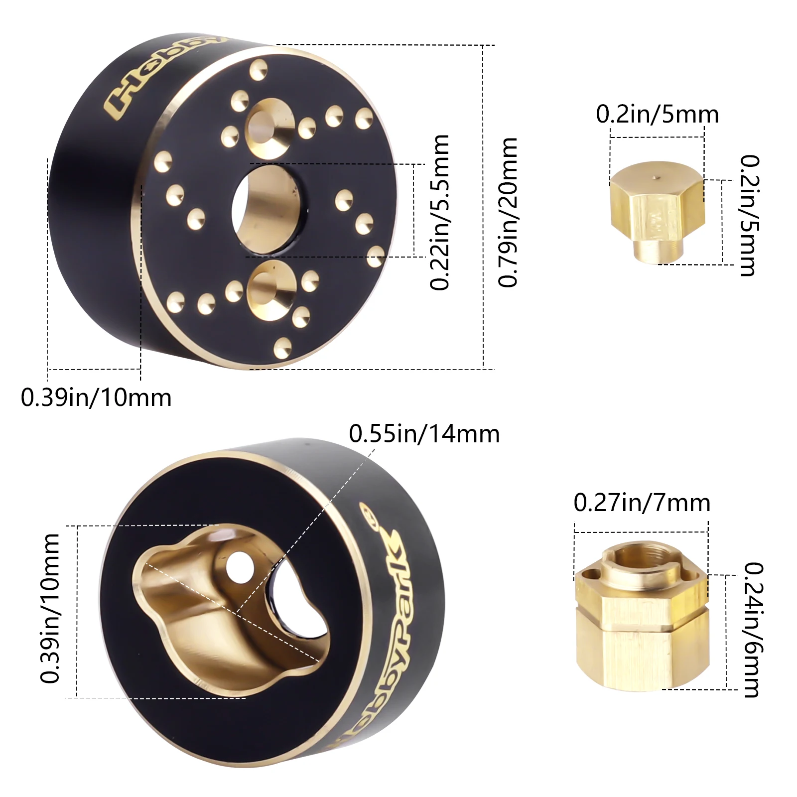 HobbyPark Brass Rear Axle Weights & Wheel Hex Extenders for 1/18 Traxxas TRX4M Crawler Replacement Upgrade