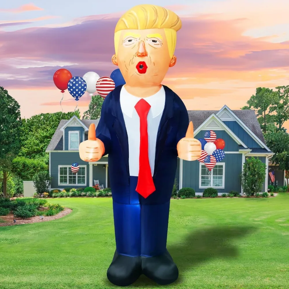 Decoración inflable al aire libre Trump de 8 pies, pulgares inflables Donald arriba, combinado con un traje azul y corbata roja