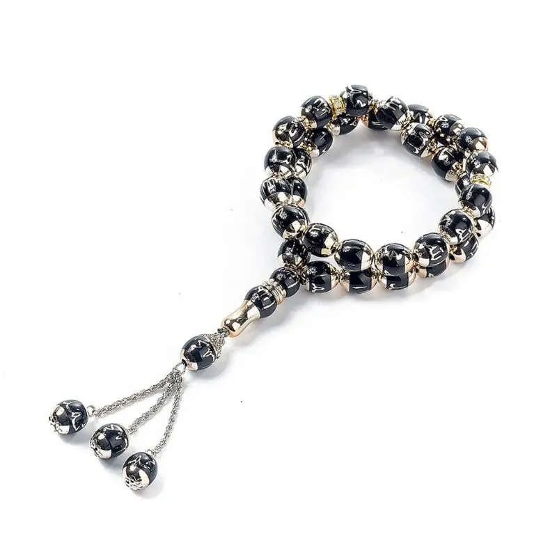 Muslim 12mm Tasbih 33 Beads Islam Prayer Rosary Islamic Religious Eid Ramadan Gift Round Beads with Tassel