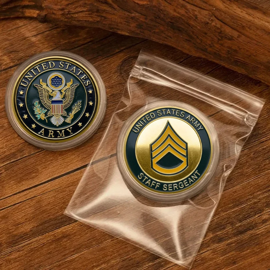 Military Army Armed Staff Sergeant Commemorative Coins Gold Plated Armored Force Collection Coins