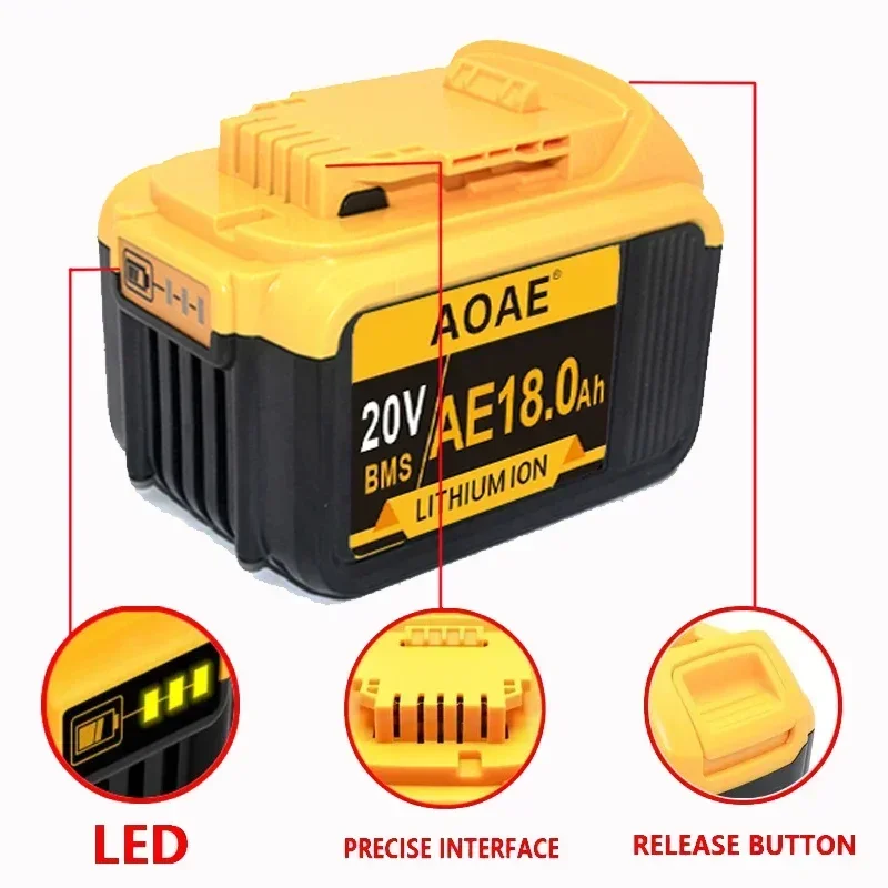 1 New 100% Original 12000mAh 20V for Dewalt Power Tool Battery DCB206 20V 18.0Ah Battery DCB206 20V Battery DCB200