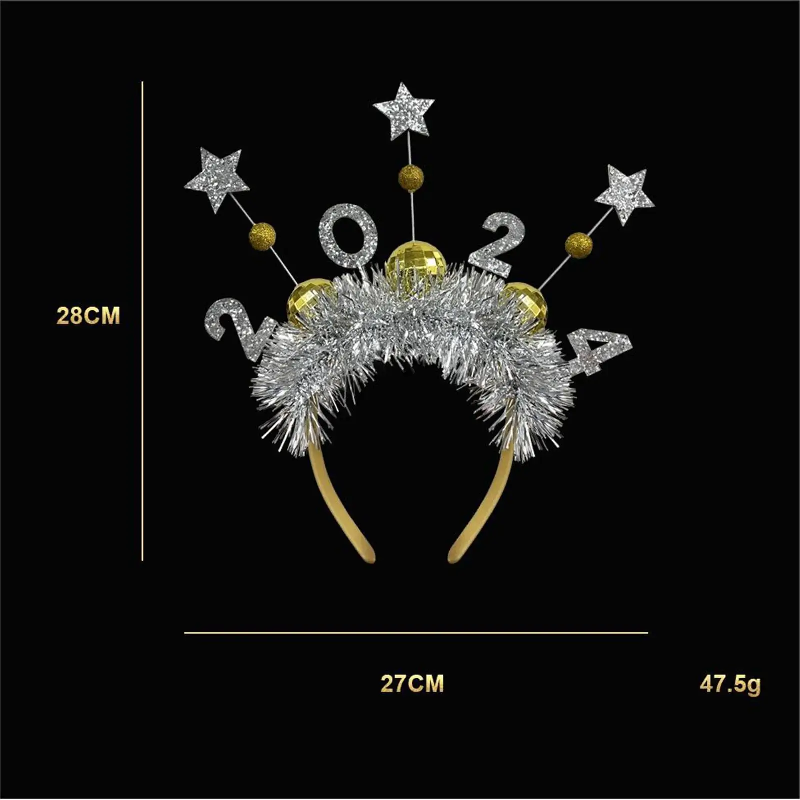 2024 New Year Headband Glitter Star Decoration Hair Hoop for Women Girls