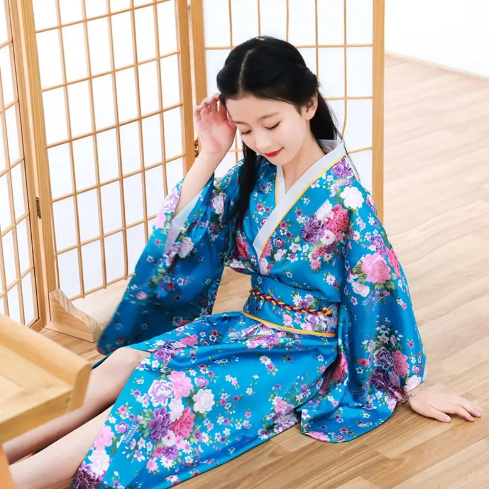 Impresso floral crianças tradicional japonês quimono estilo japonês elegância crianças sakura menina quimono vestido novo asiático