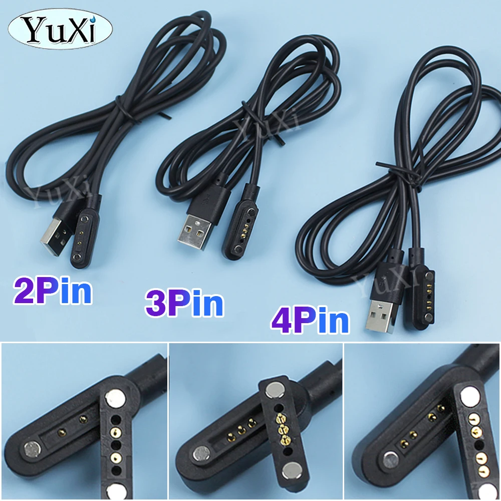 1Pc 2Pin 3Pin 4Pin Male Female Pogo Pin Magnetic Connector USB Data Charging Cable Spring Loaded 4P 3P 2P DC Power Cable Cord