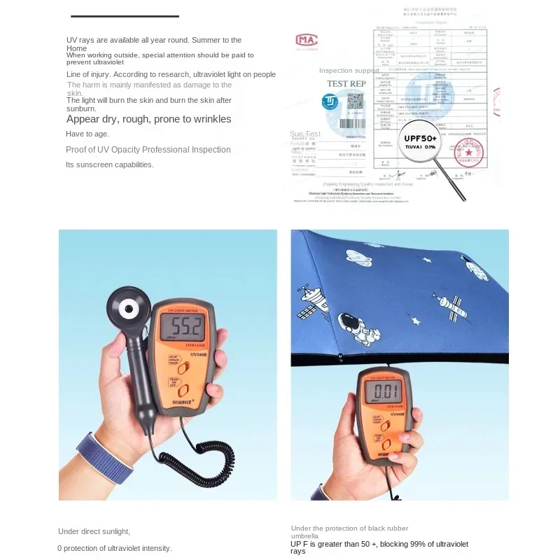 Full-automatic dual-purpose umbrella for sunny and rainy astronauts\' sun protection and ultraviolet vinyl triple folding.