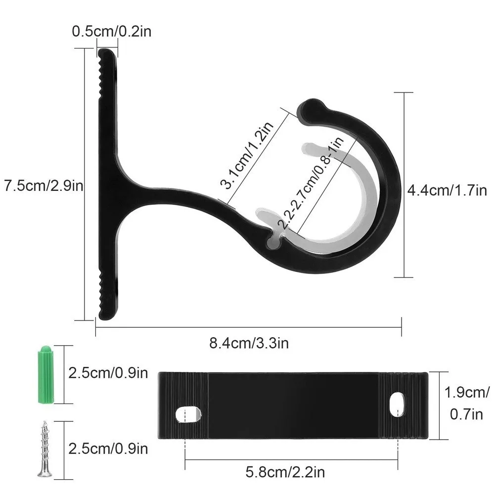 Ceiling Mount Curtain Rod Brackets Set of 10 for 0.94 to 1.1 Inch Rods Aluminum Alloy and ABS Material for Indoor Use