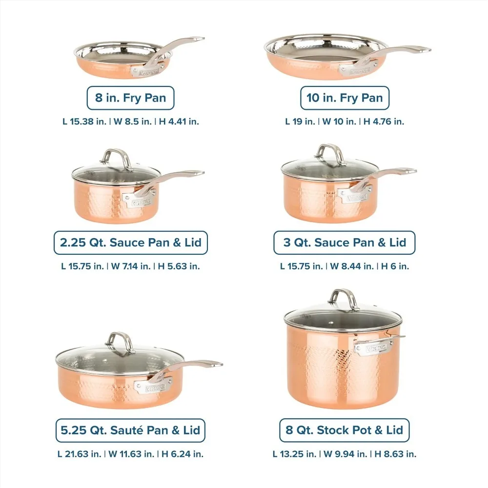Hammered Copper Cookware Set 4