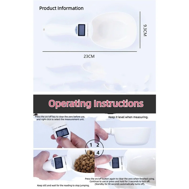 Home Electronic Baking Scale Pet Dog Food Cat Food Measurement Spoon Electronic Weighing Cat Dog Food Weighing Feeder Spoon