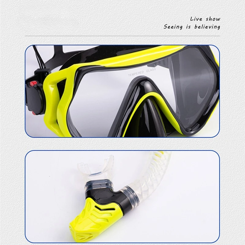 3pcs Mask Fins Snorkel Set Panoramic View Dry Top Adjustable Short Dive Flippers Travel Bag Scuba Gear Diving Swimming Adults