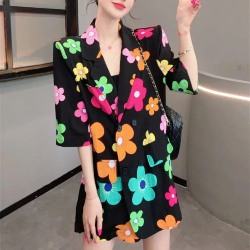 

Summer Autumn Suit Coat Women Blazer New Fashion Colorful Flowers Suit Jacket Good-looking Korean Women Receive High Praise